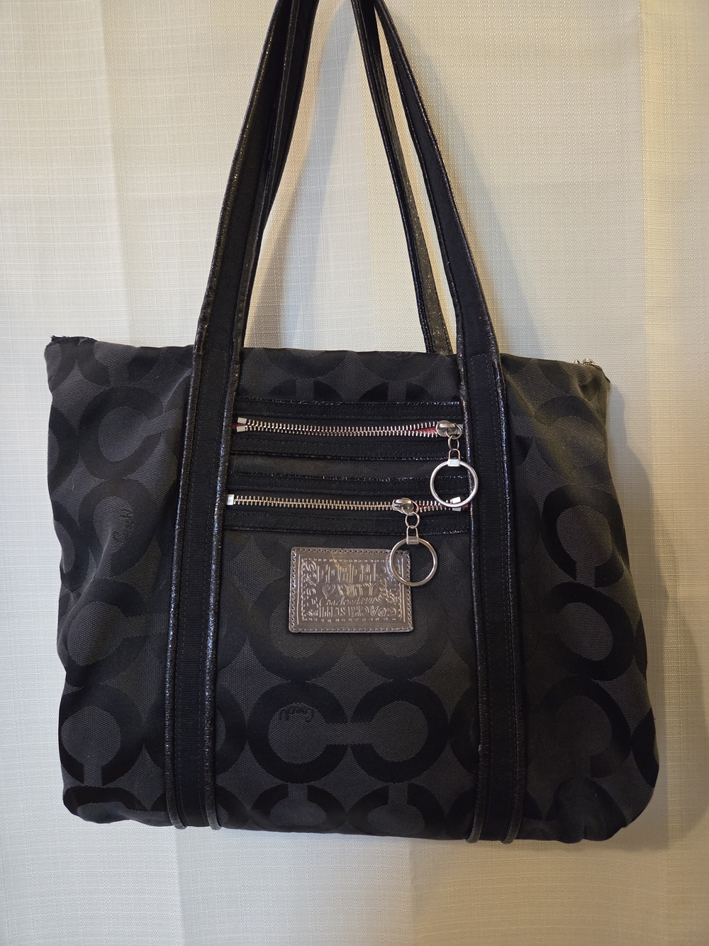 Coach Black Signature Jacquard Tote Bag